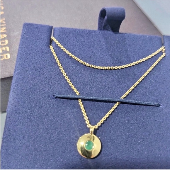 New Monica Vinader 18k Gold Emerald May Birthstone Pendant Necklace - Picture 1 of 6